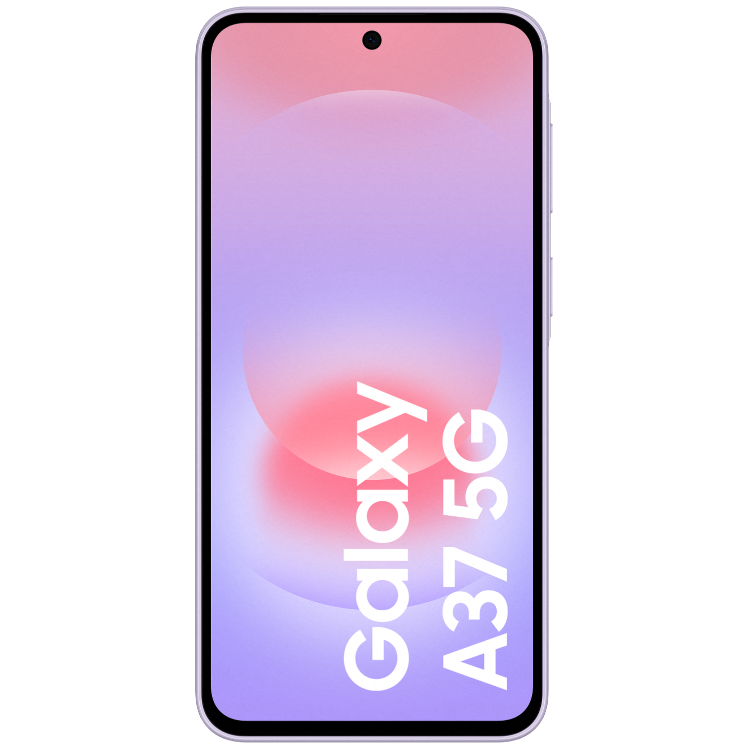 Un smartphone Samsung Galaxy A37 5G violet avec un écran dégradé.