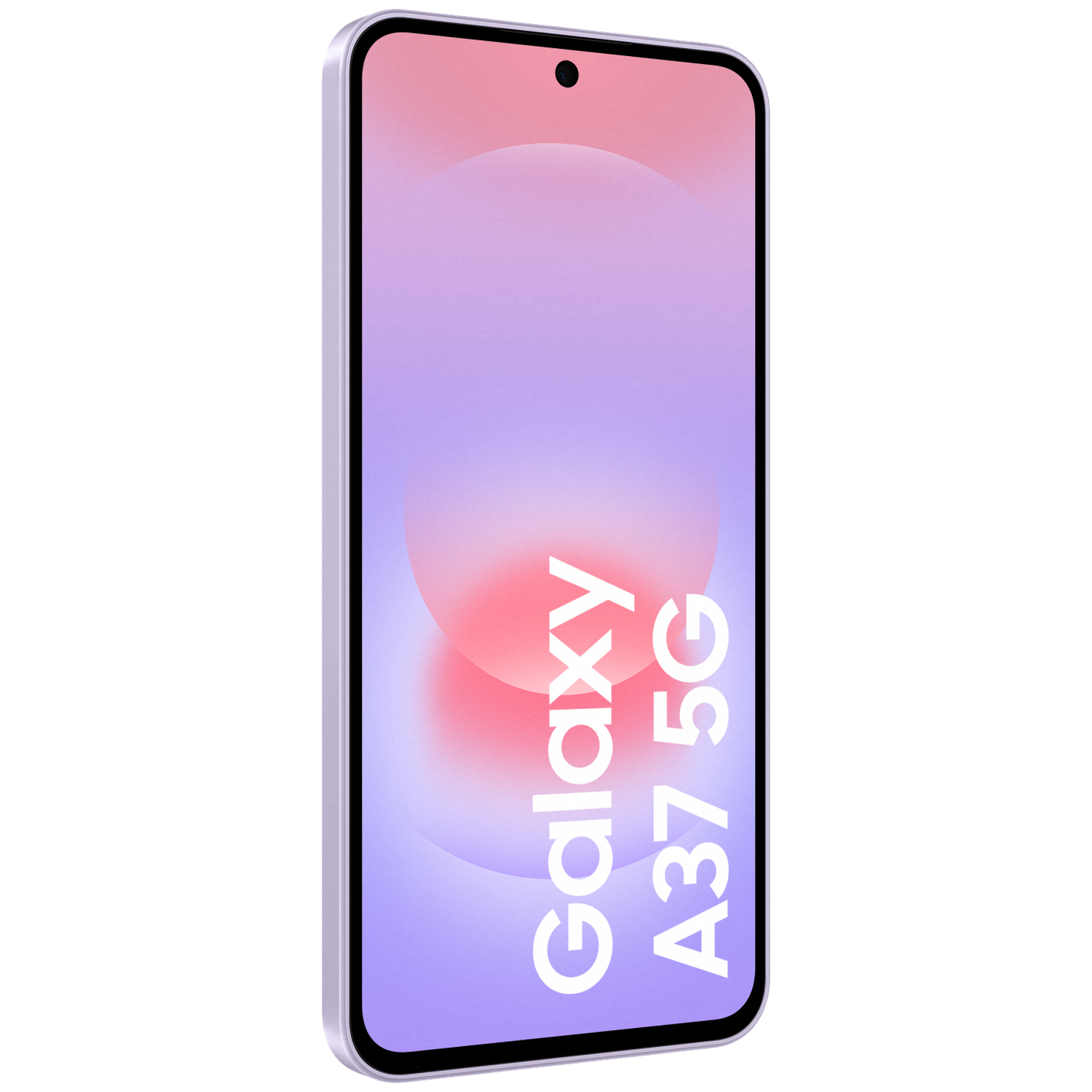 Un smartphone Samsung Galaxy A37 5G violet avec un écran dégradé.