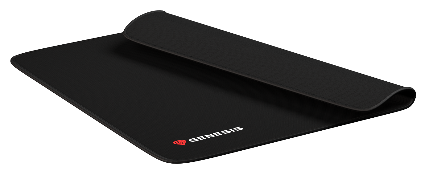 Czarna podkładka pod mysz gamingowa z czerwonym logo i białym napisem.