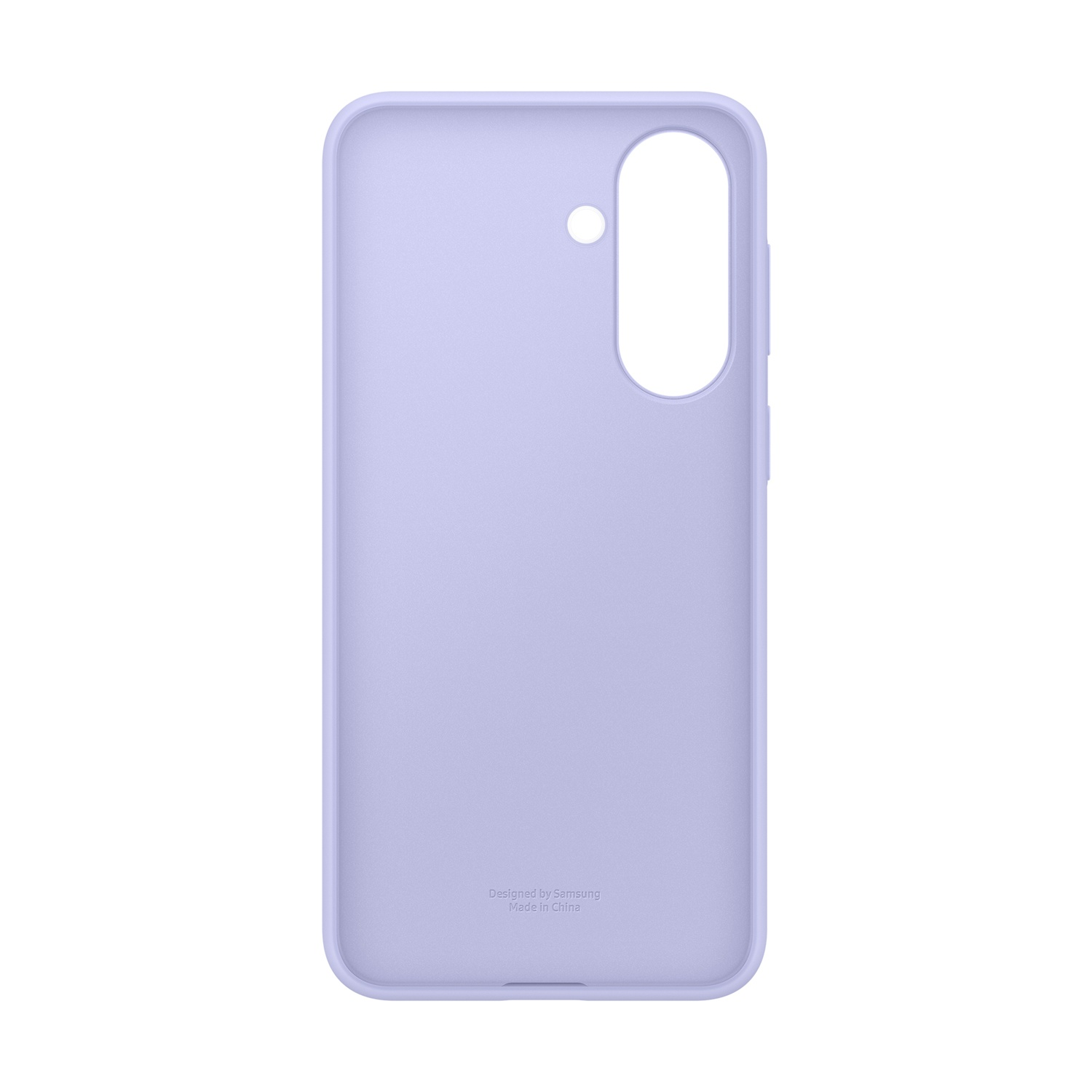 Custodia viola per telefono con ritaglio fotocamera e logo Samsung.