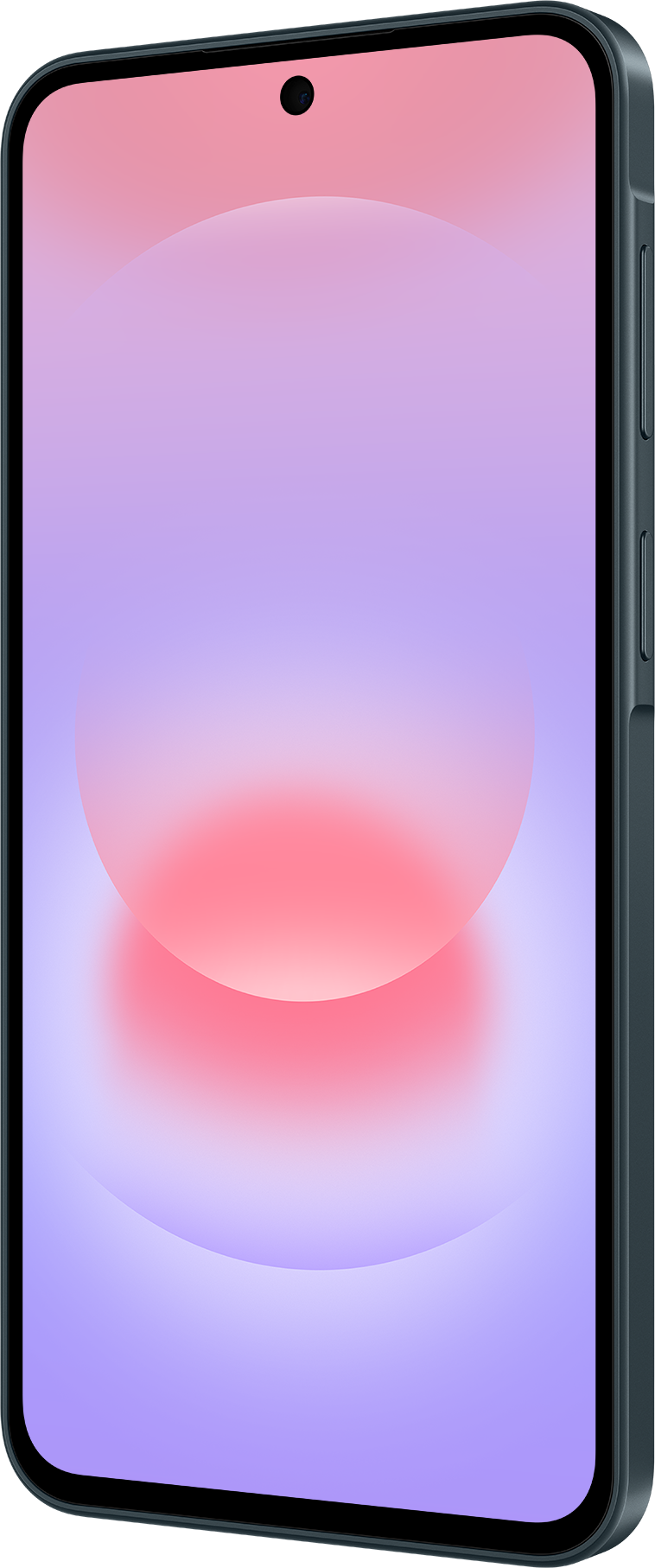 Un smartphone affiche un fond dégradé rose et violet avec des cercles doux.