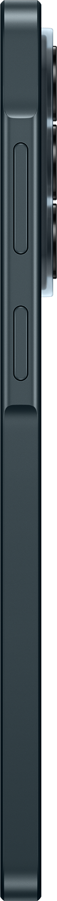 Smartphone gris foncé avec boutons latéraux et module caméra.