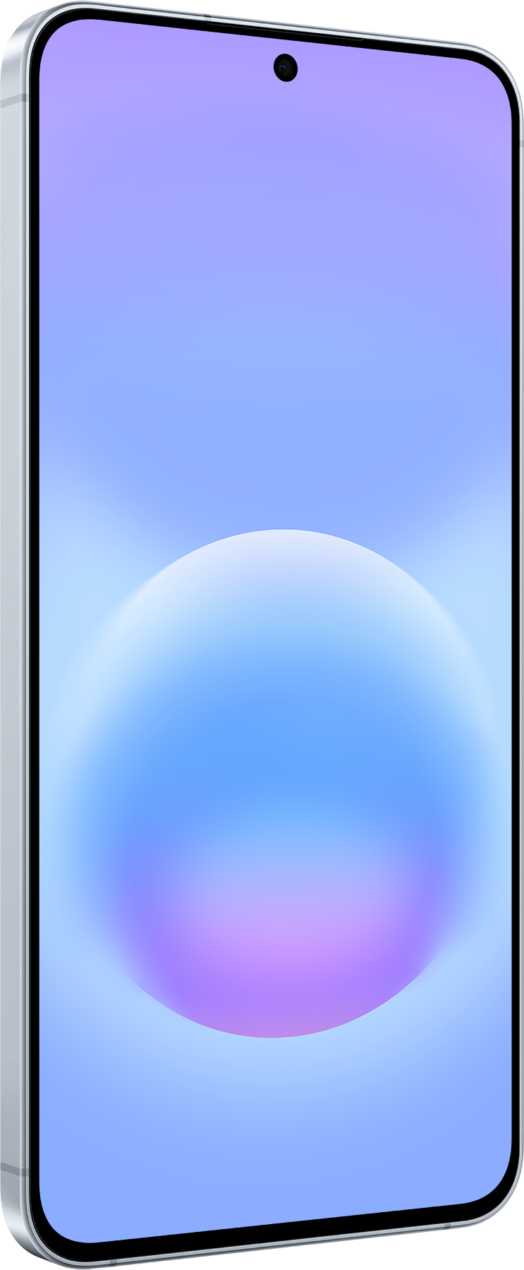 Ein Smartphone mit blau-violettem Hintergrund und einem Lichtkreis.