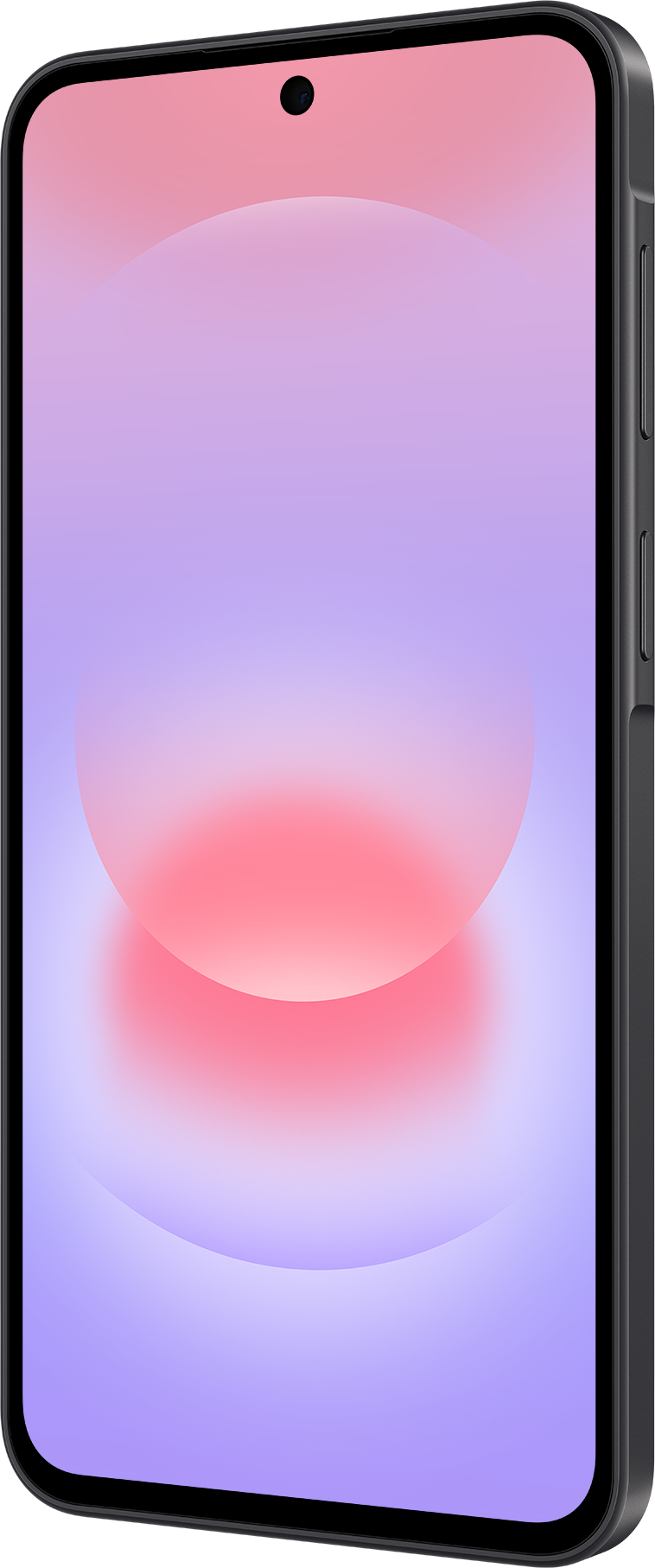 Ein Smartphone mit einem Farbverlauf von Lila zu Rosa auf dem Bildschirm.