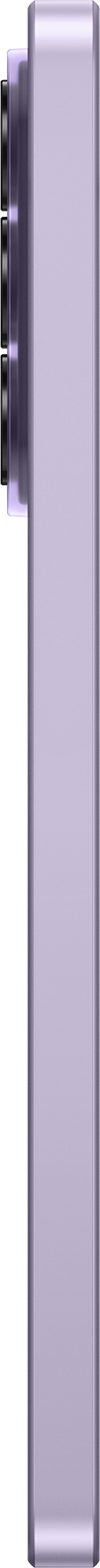 Gros plan d'un appareil photo de smartphone violet à trois objectifs.