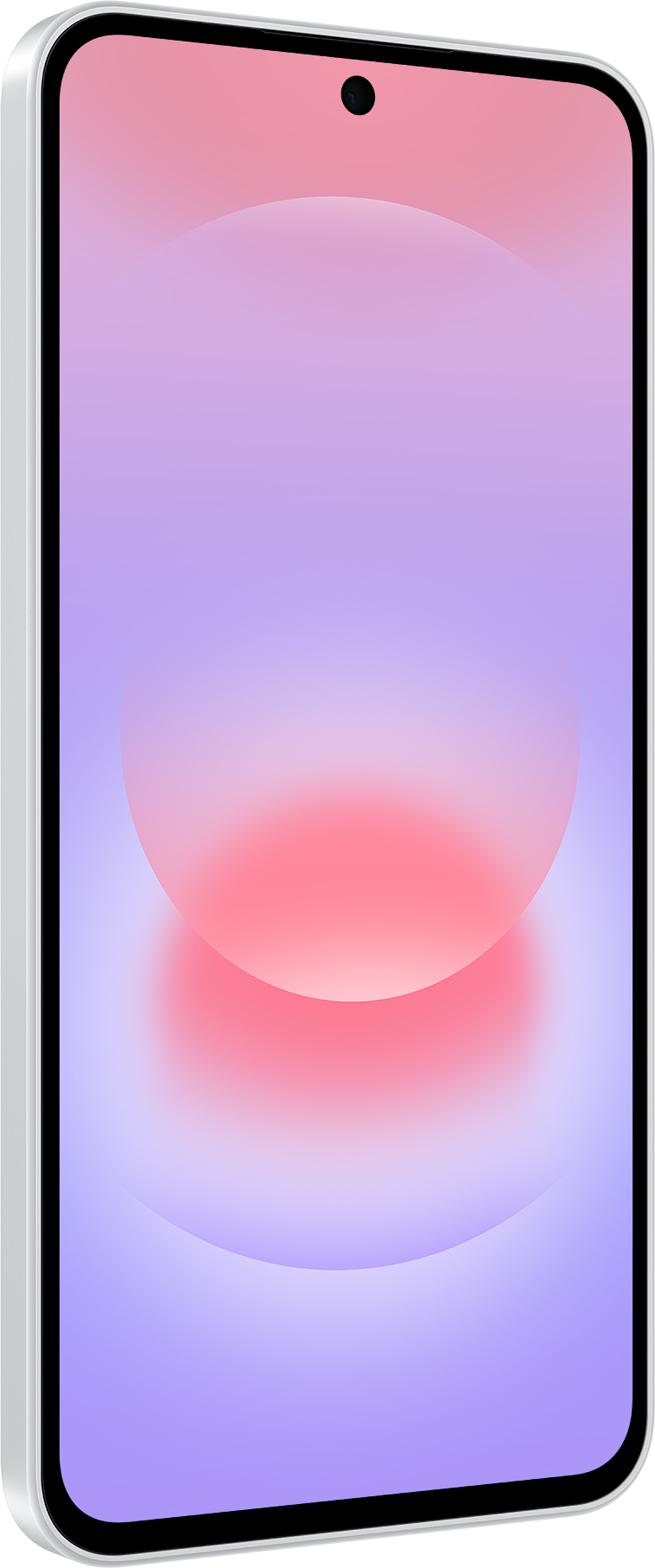 Un smartphone avec un dégradé de violet à rose sur son écran.