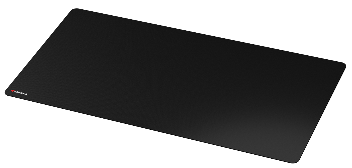 Czarna podkładka pod mysz Genesis z czerwonym logo na czarnym tle.