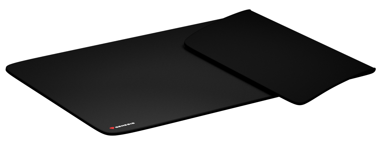 Czarna podkładka pod mysz z czerwonym logo Genesis w lewym dolnym rogu.