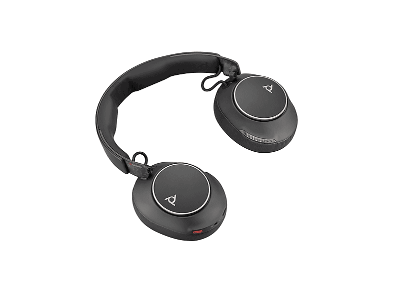 POLY Voyager Surround 80 UC Bluetooth Over‑Ear Headset mit Active Noise Cancelling, USB‑C, inkl. Adapter, Over-ear Kopfhörer Schwarz