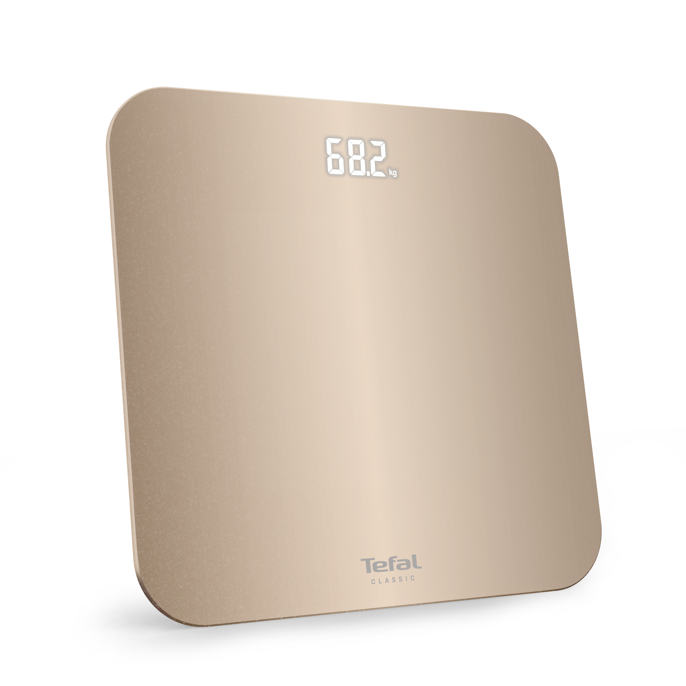 Arany digitális mérleg 68,2 kg-ot mutat. Tefal Classic.