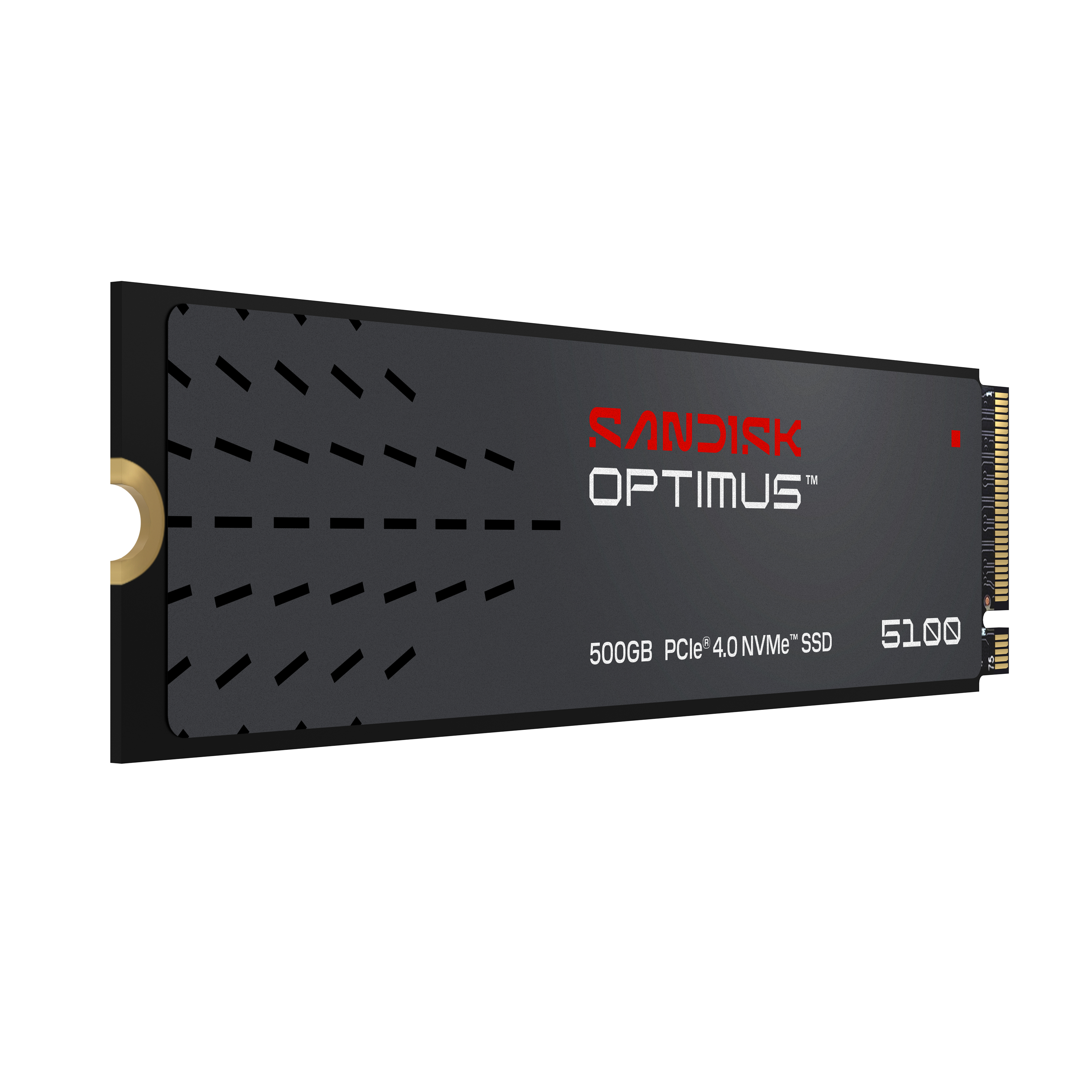 Schwarze SSD-Festplatte mit rotem Sandisk-Logo und weißen Schriftzügen.