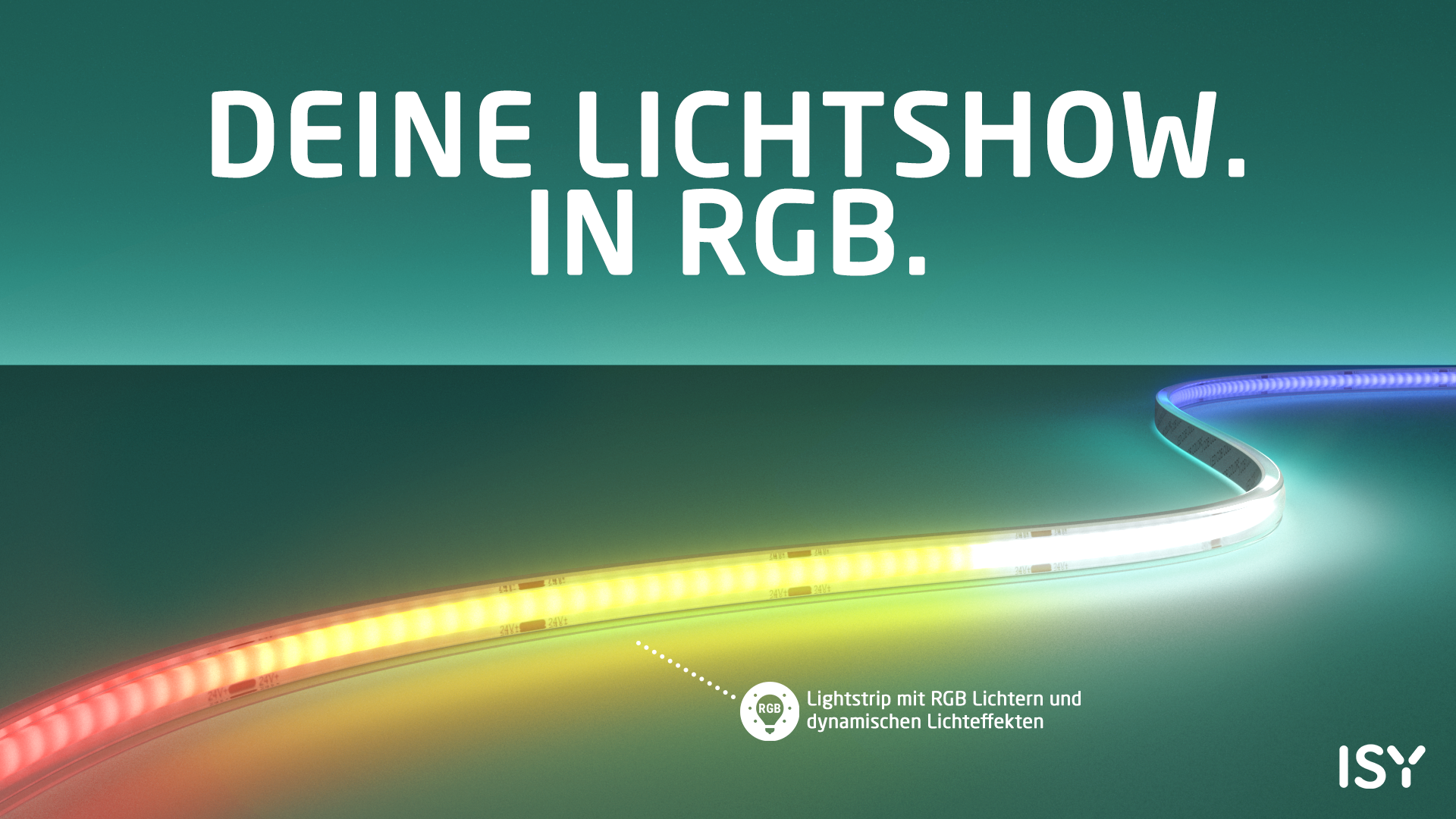 Ein flexibler RGB-LED-Streifen mit dynamischen Lichteffekten.