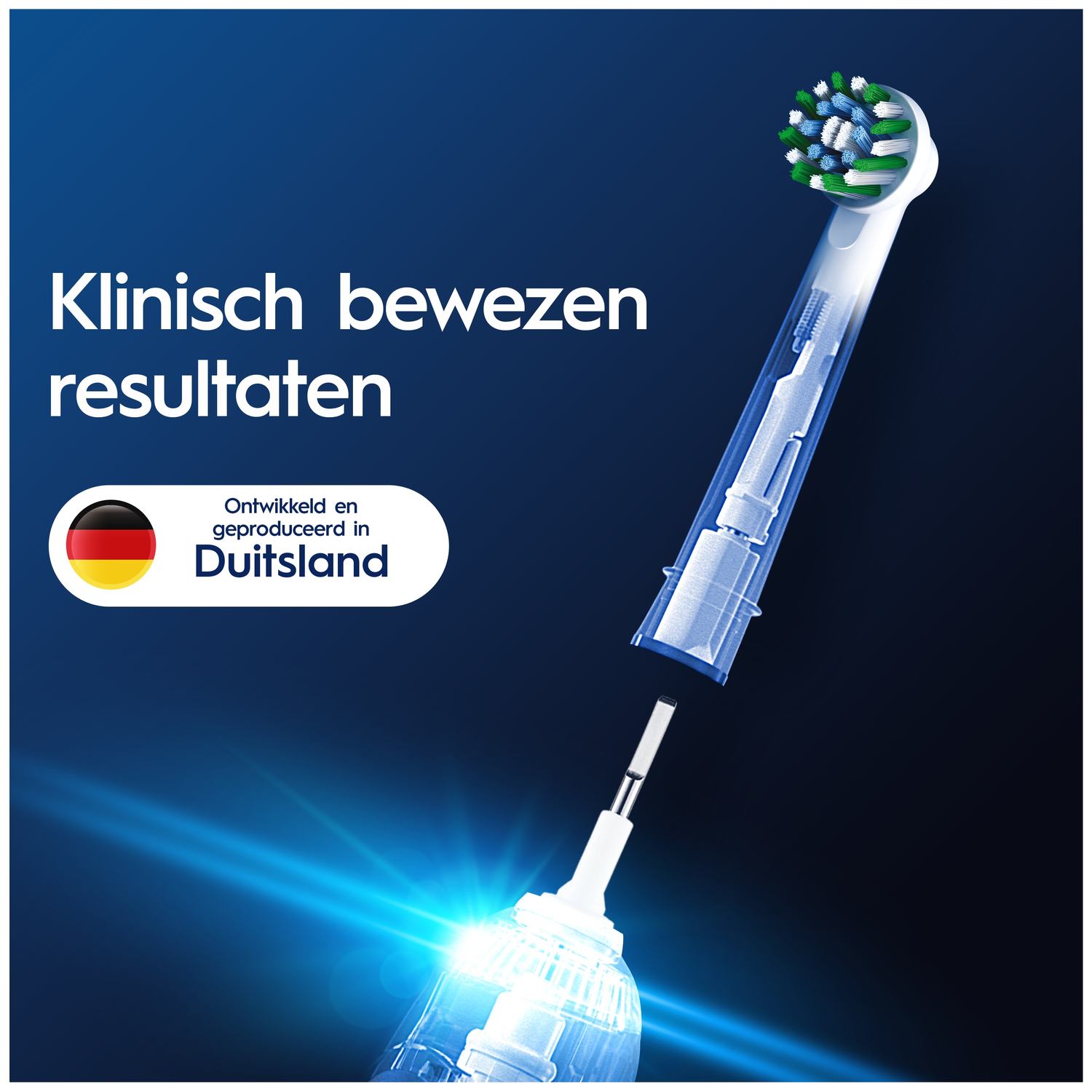 Electric toothbrush with German components, clinically proven results.