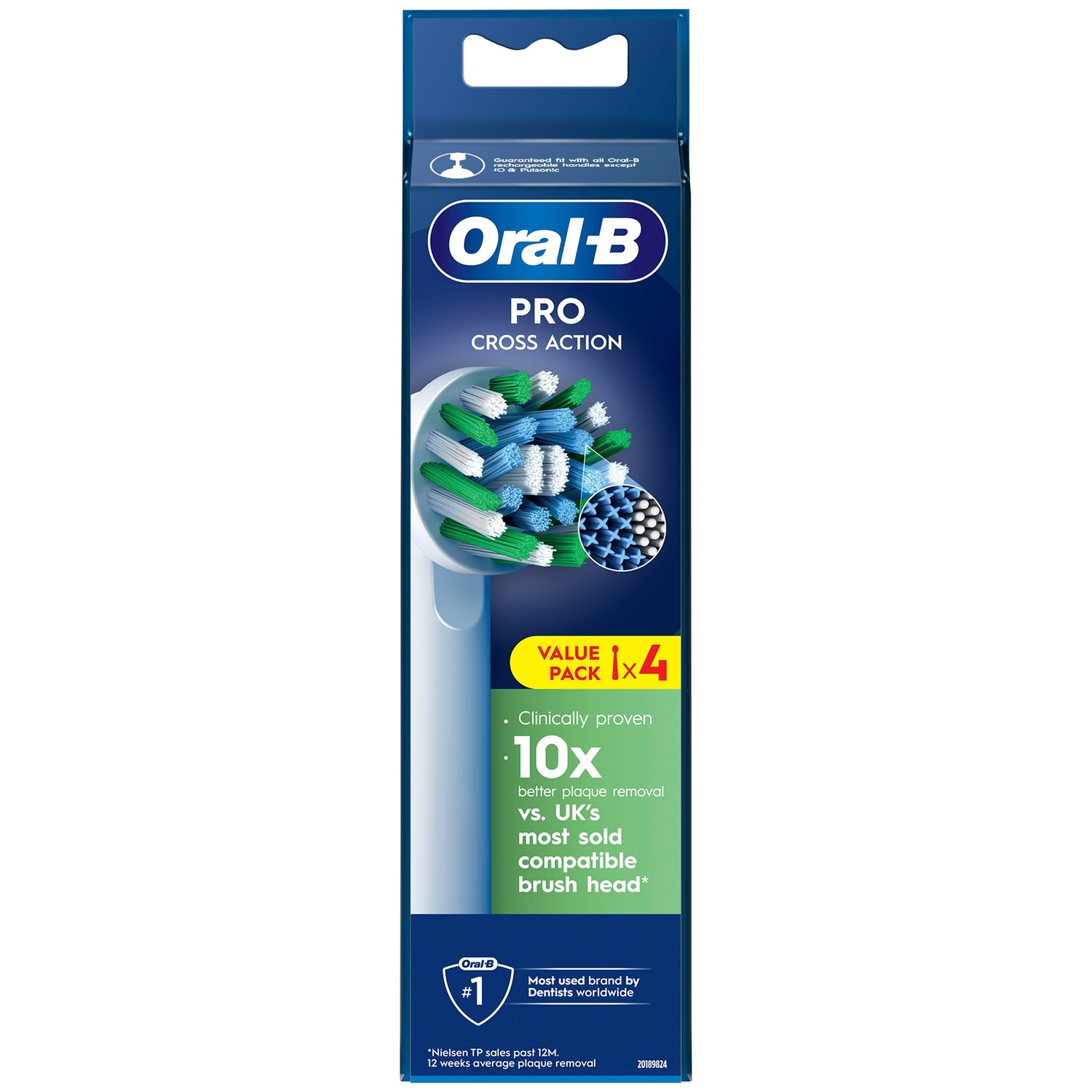Oral-B PRO CROSS ACTION toothbrush heads value pack of 4.