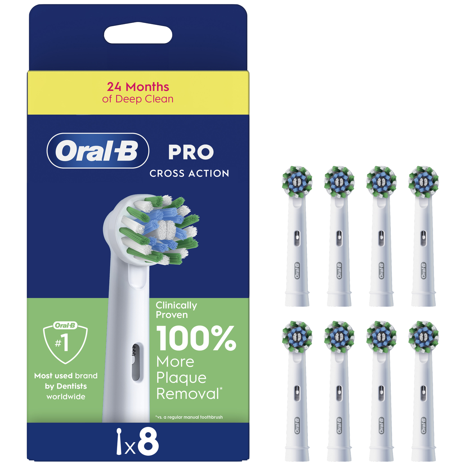 Oral-B Pro Cross Action opzetborstels: 1 pak met 8 stuks.