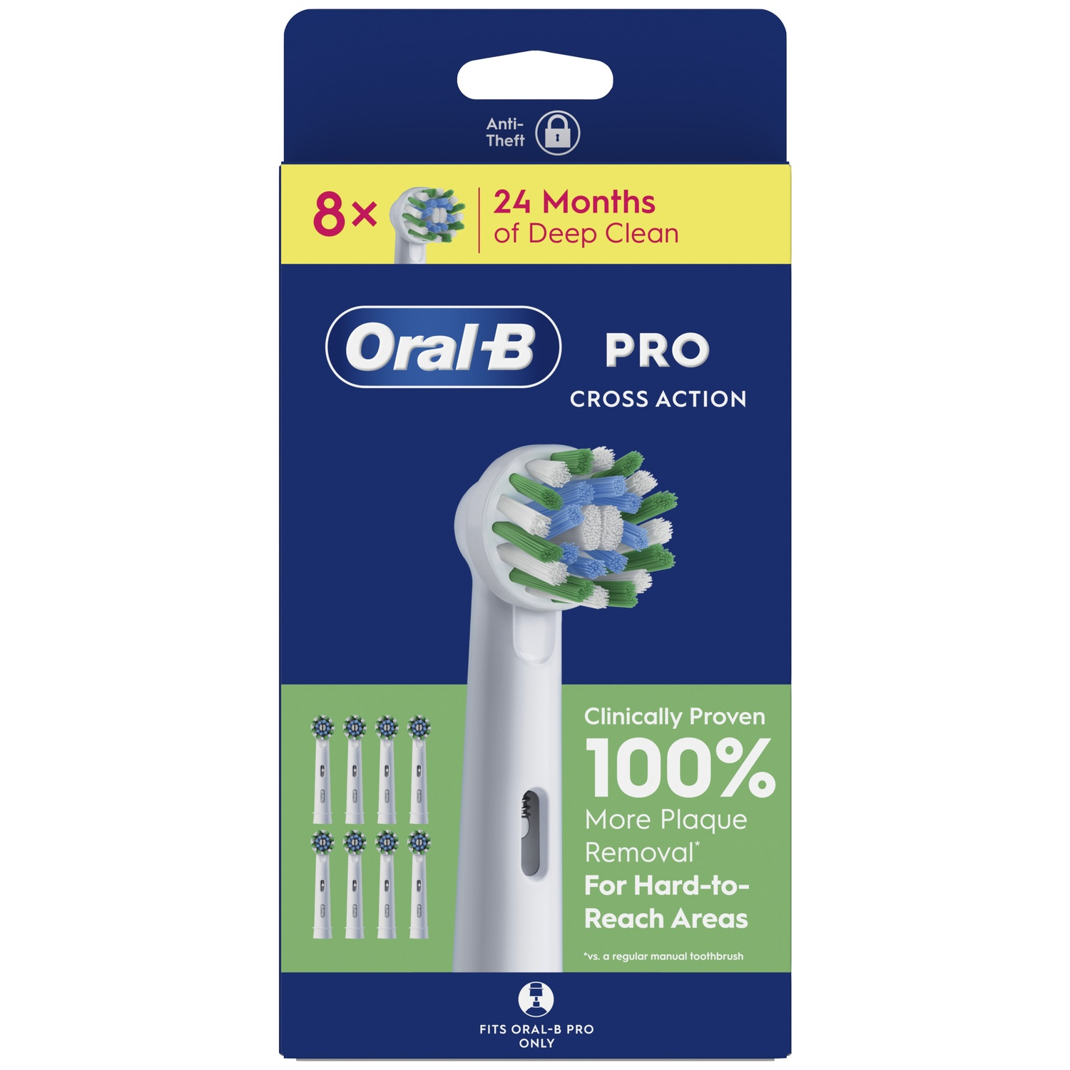 Oral-B Pro Cross Action opzetborstel doos met 8 borstels, 24 maanden diepe reiniging.