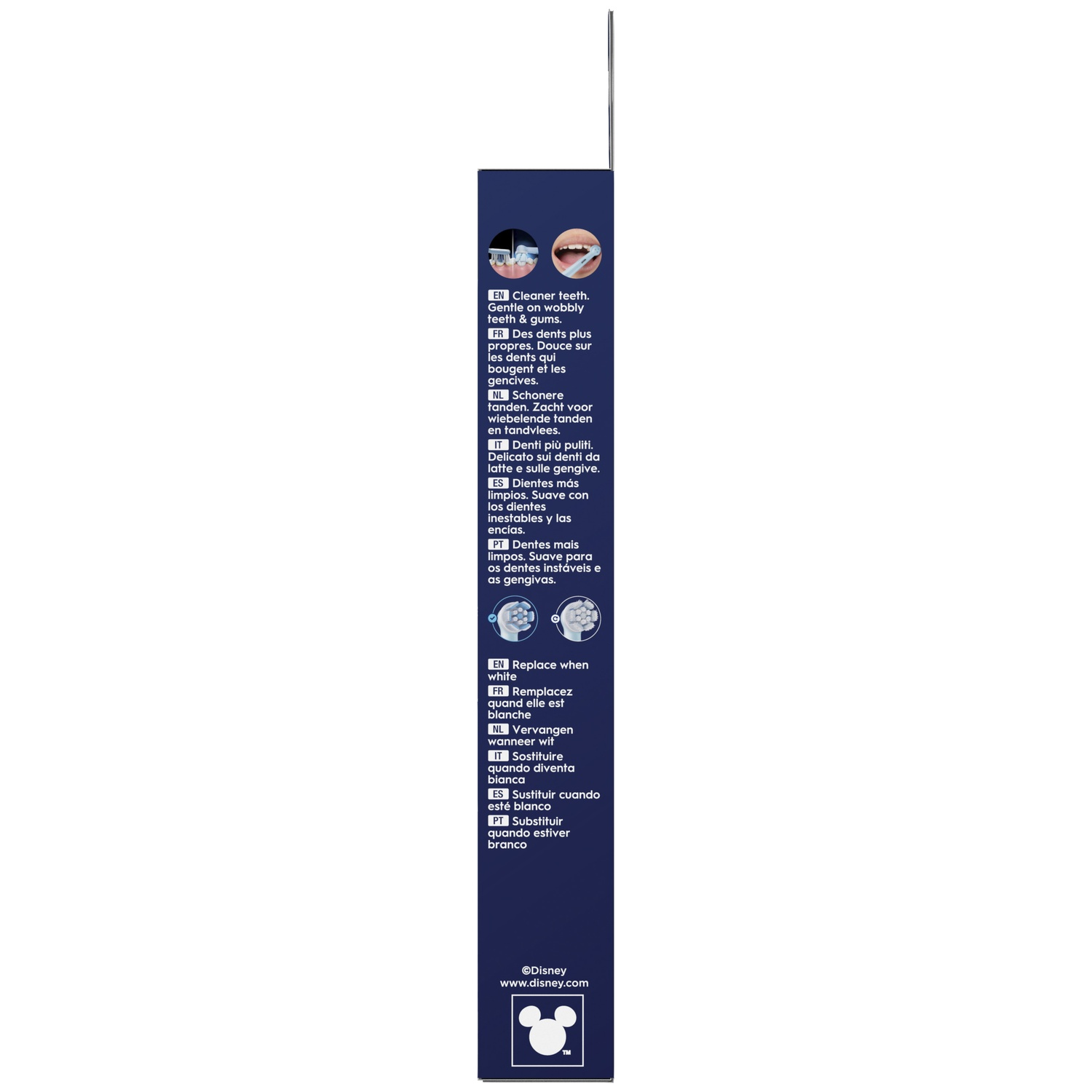 Nettoyage doux pour dents et gencives. Remplacer quand elle est blanche.