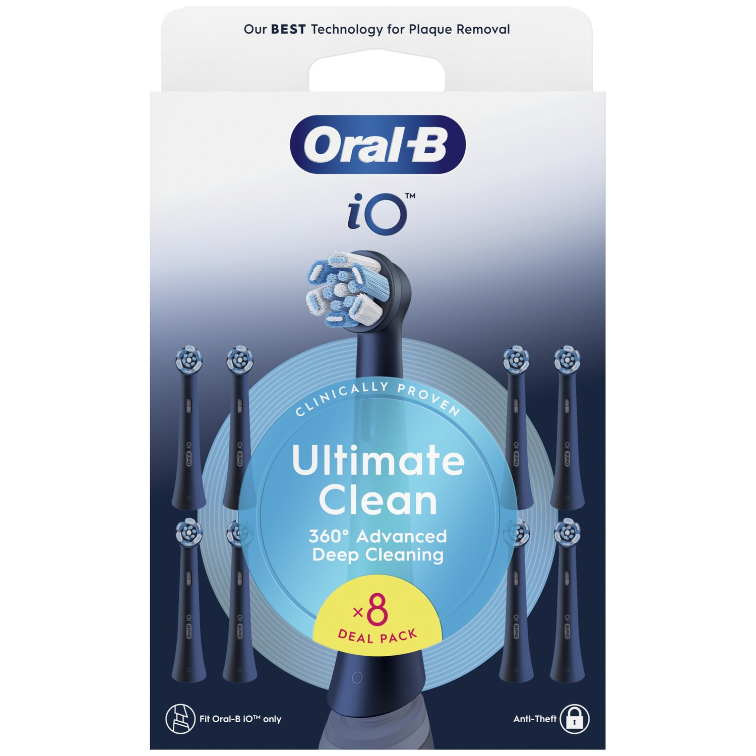 Emballage de 8 brossettes Oral-B iO Ultimate Clean.
