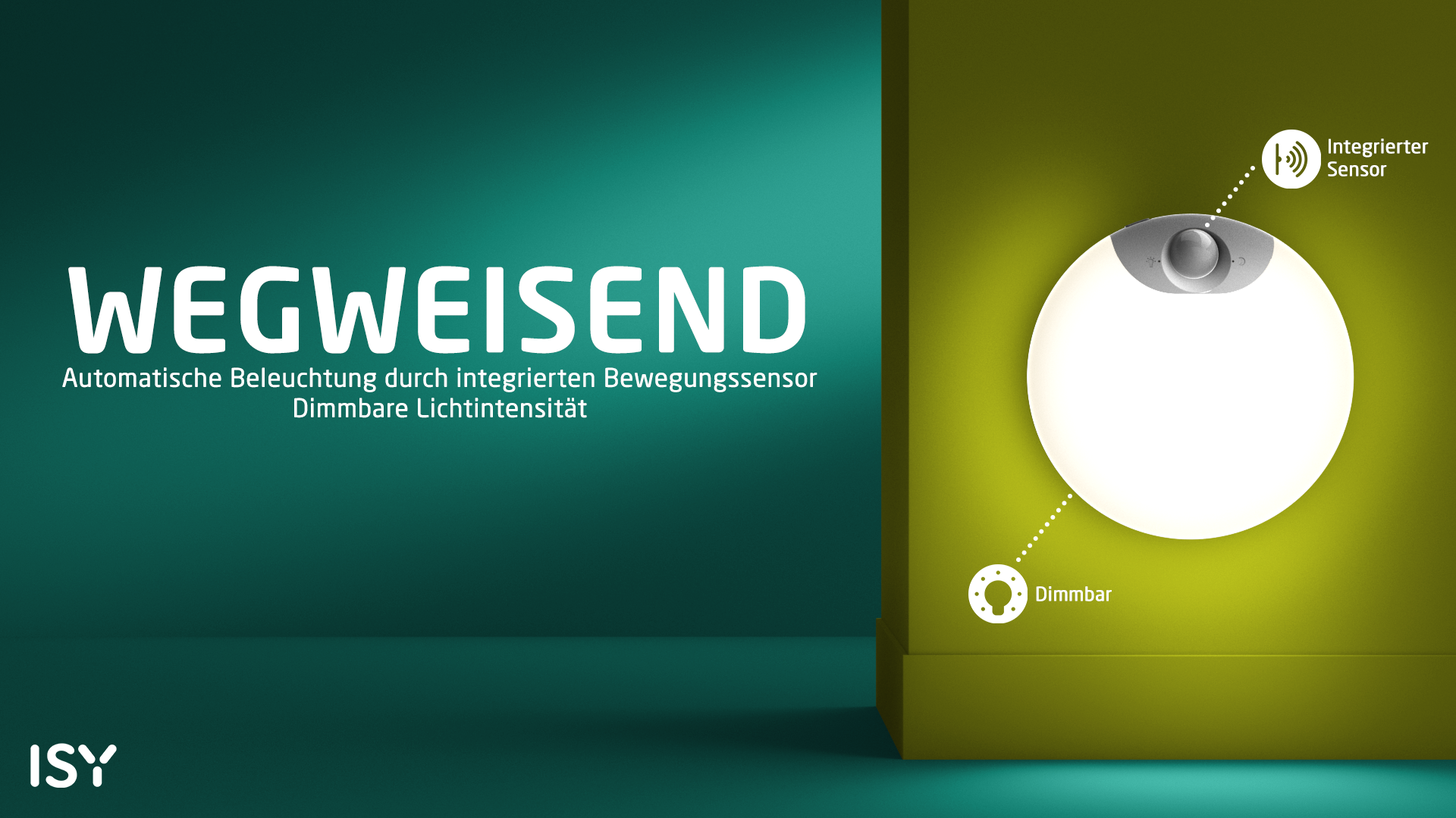 Rundes Licht mit Sensor: Wegweisend, automatische Beleuchtung, dimmbar.