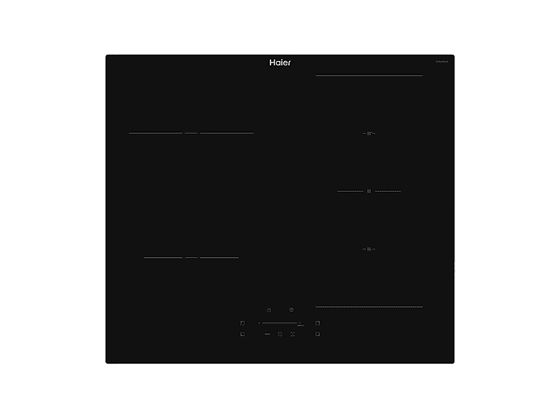 Haier HAI64SCM piano cottura a induzione 59 x 52 cm, 4 zone con zona flessibile, 7,4 kW, booster su ogni zona, Bionicook, nero