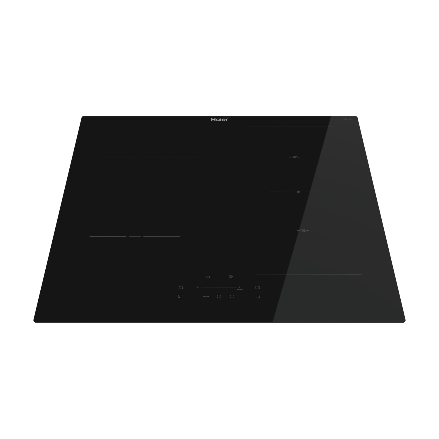 Un piano cottura a induzione nero con pannello touch e quattro zone.