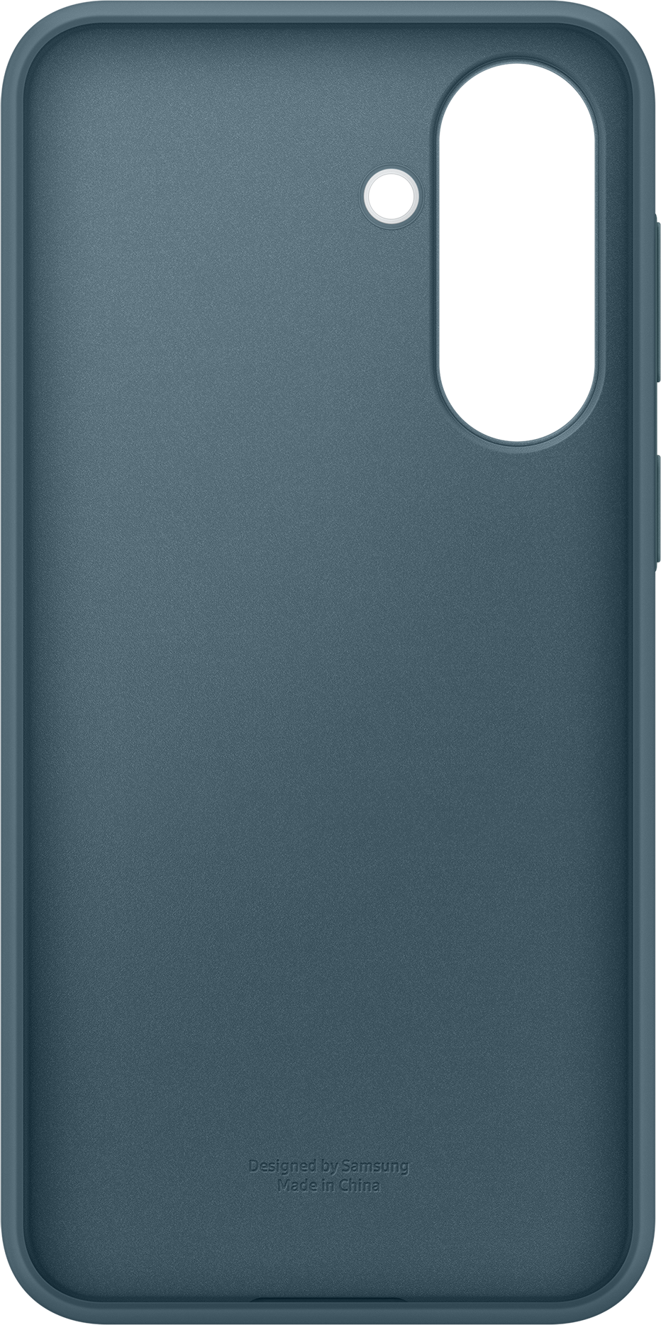 Custodia blu per telefono con ritaglio fotocamera e logo Samsung.