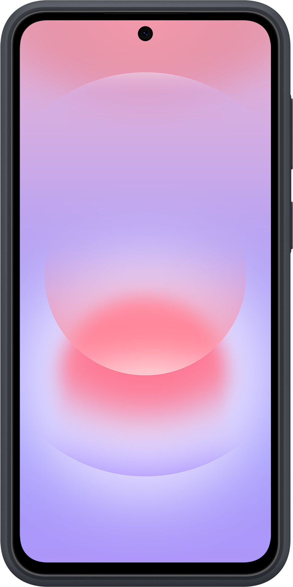 Uno smartphone mostra uno sfondo sfumato nei toni del viola e del rosa.