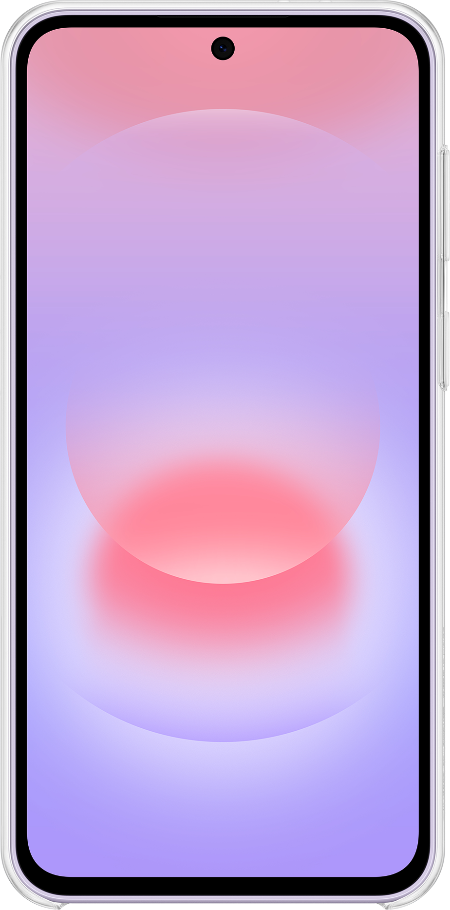 Un smartphone affichant un fond d'écran dégradé rose à violet.
