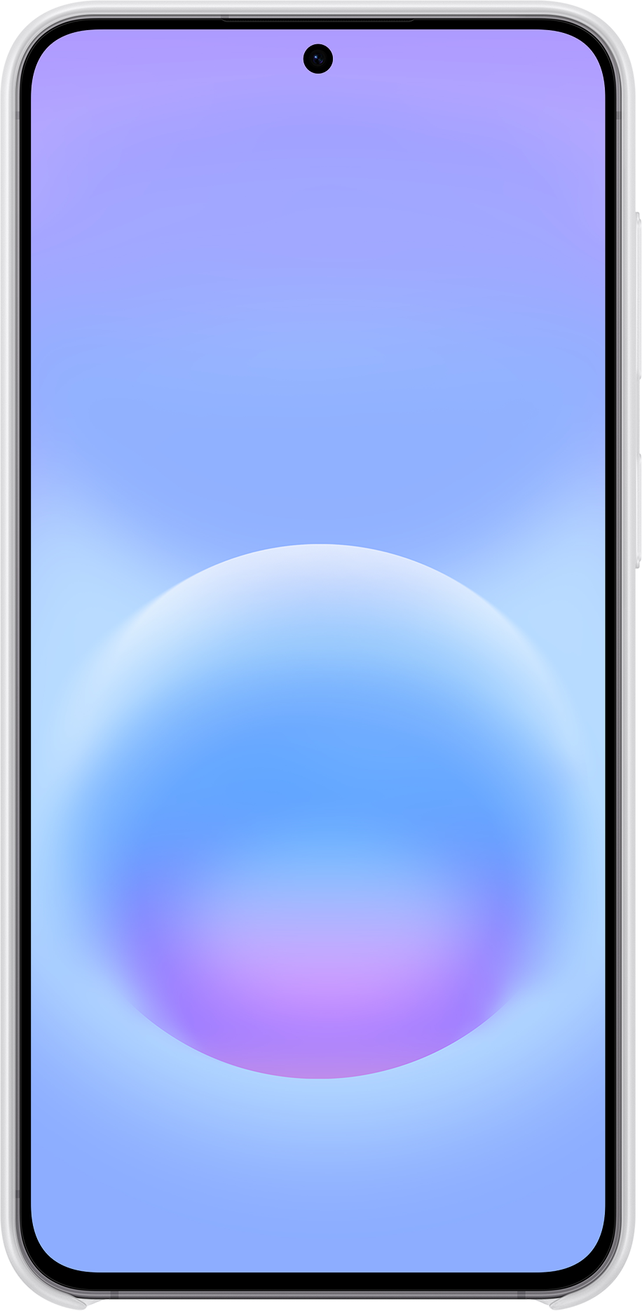Smartphone con sfondo blu-viola e un cerchio centrale.