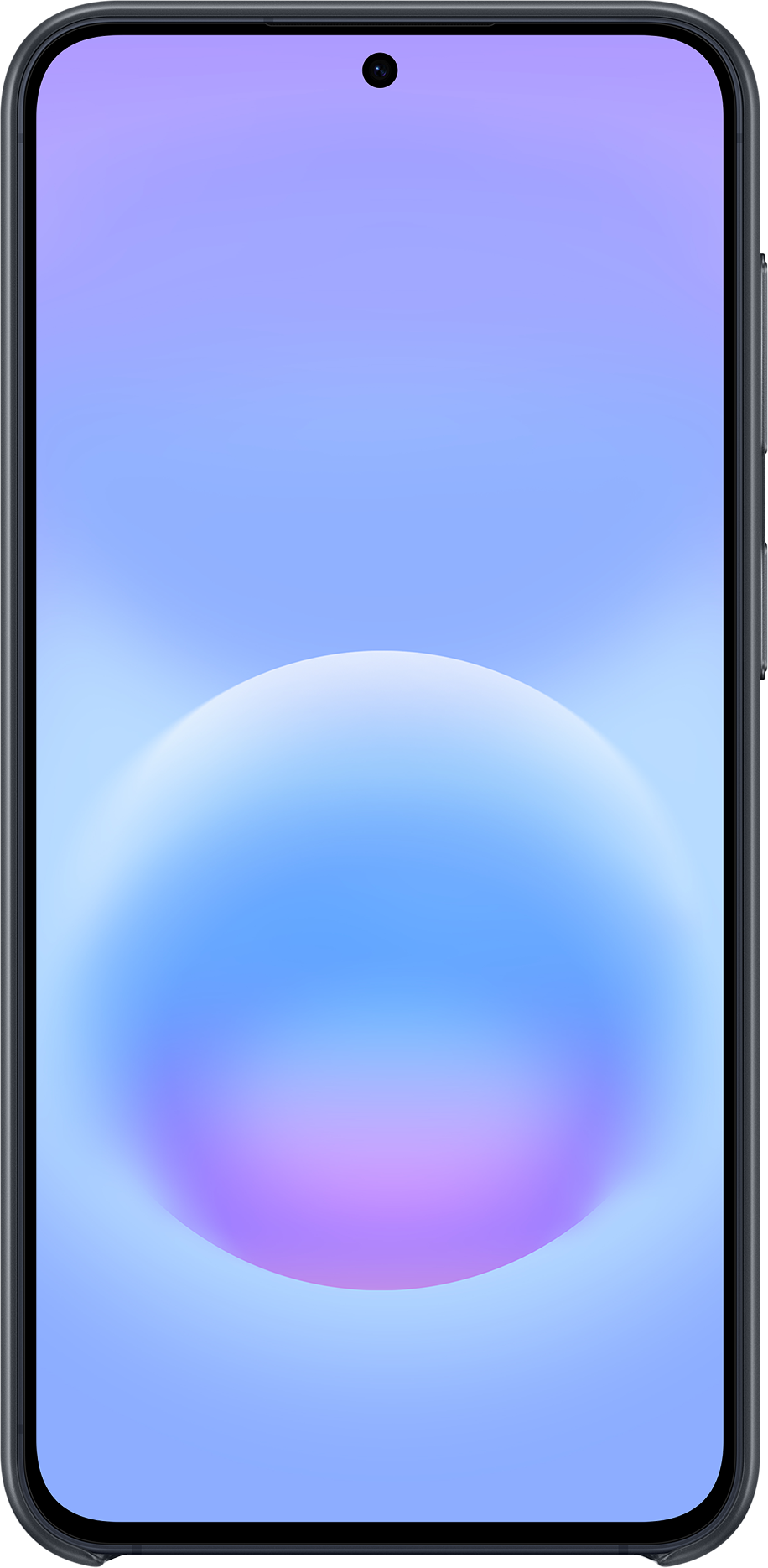 Uno smartphone con uno sfondo sfumato dal viola al blu.