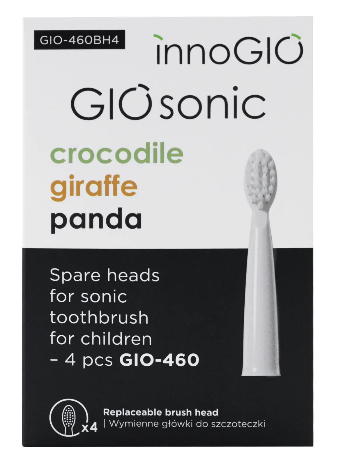 Opakowanie zapasowych główek do szczoteczki sonicznej dla dzieci.