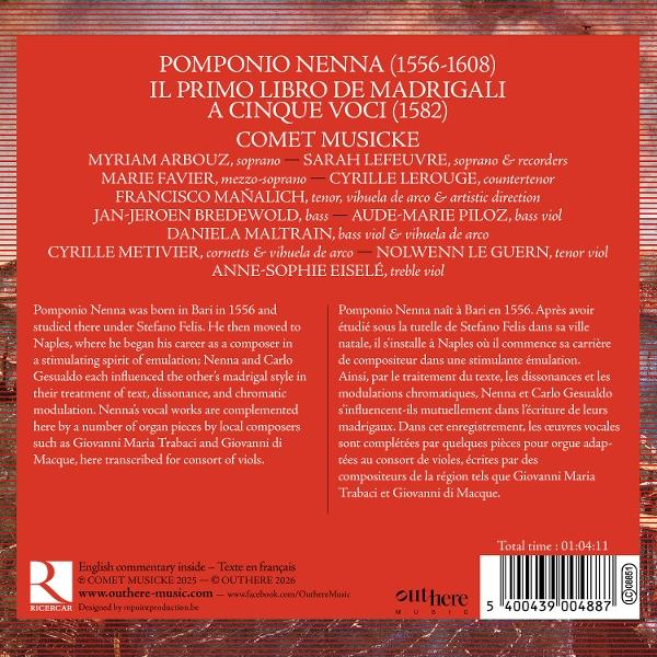 Albumcover mit Titel, Komponisten und Besetzung von Pomponio Nenna.