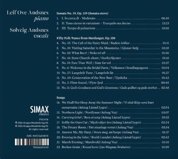 CD-Cover mit Trackliste: Leif Ove Andsnes (Klavier), Solveig Andsnes (Gesang).