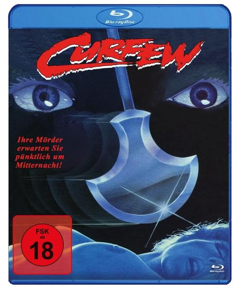 Blu-ray Hülle mit Titel 'Curfew', zwei Augen und Axt.