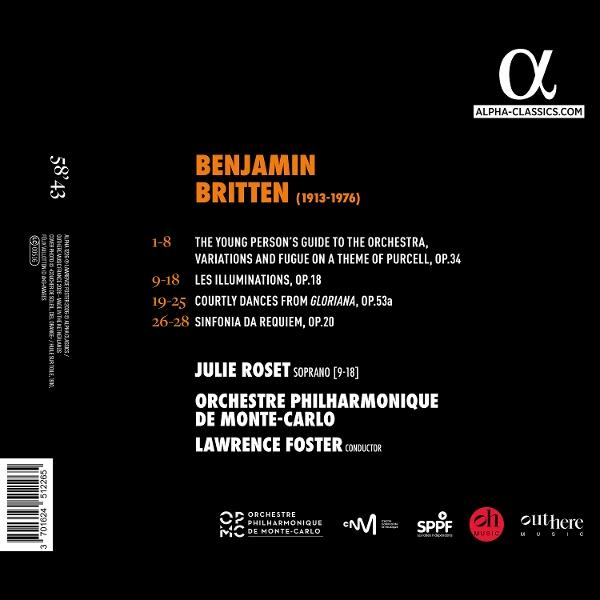 Album-Cover: Britten, Werke, Solisten, Orchester, Dirigent, Logos.