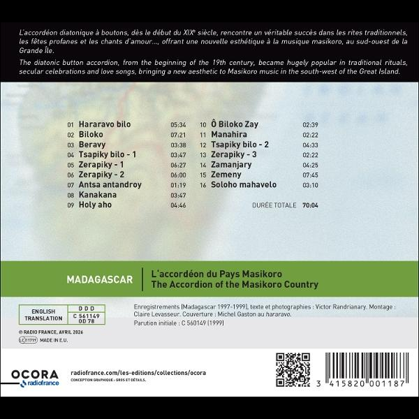 Titelliste mit Songtiteln und Längen auf einer cremefarbenen Rückseite.