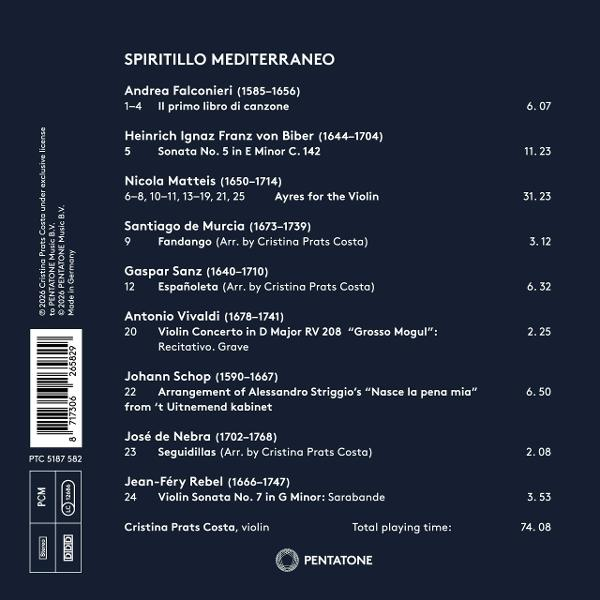 Albumtitel Spiritillo Mediterraneo mit Werkliste und Spielzeiten.