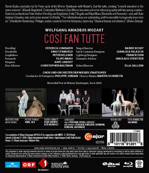 DVD-Rückseite mit Besetzungsliste, Produktionsdetails und Szenenbildern.