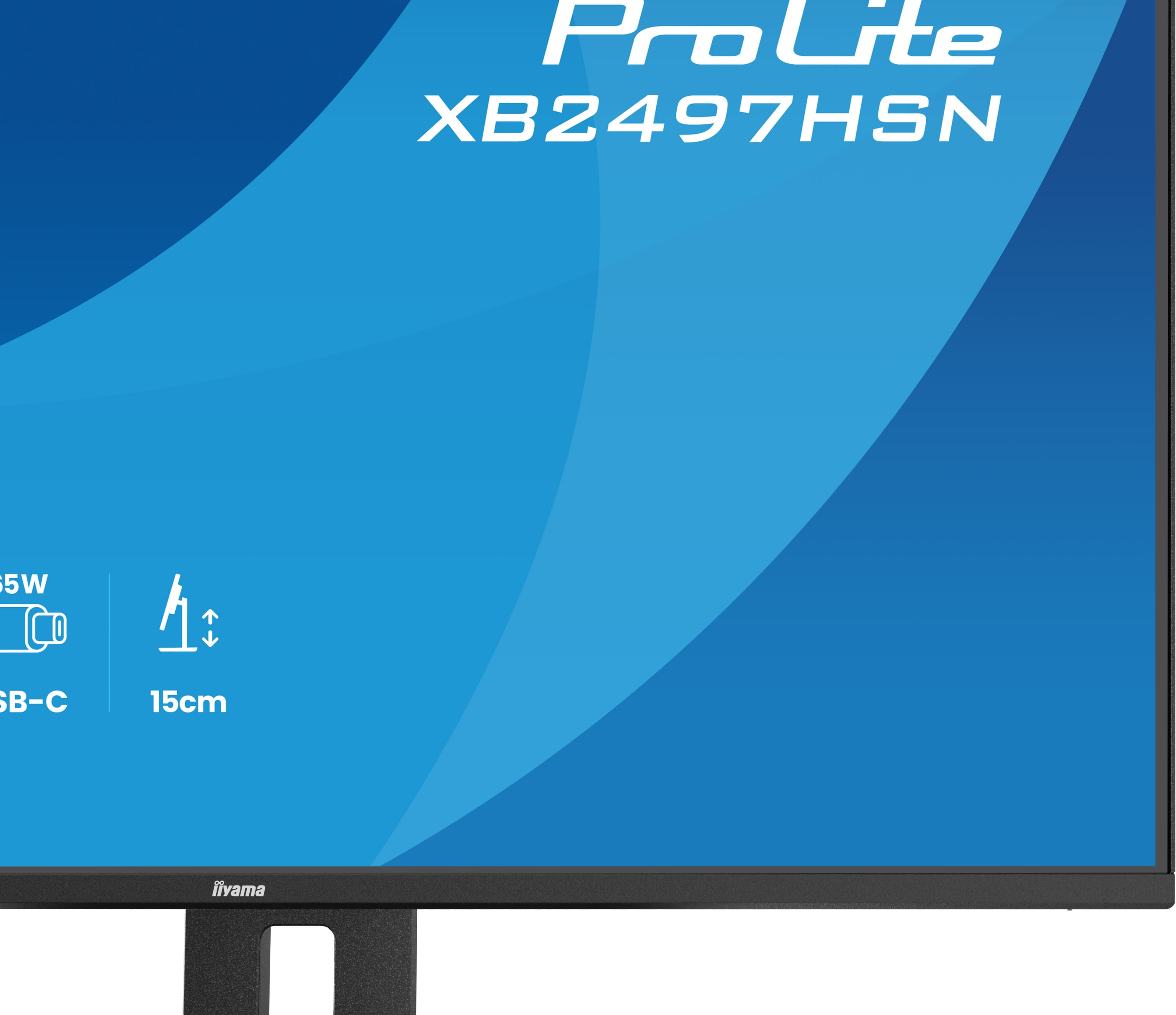Monitor z napisem 'ProLite XB2497HSN' i ikoną USB-C.