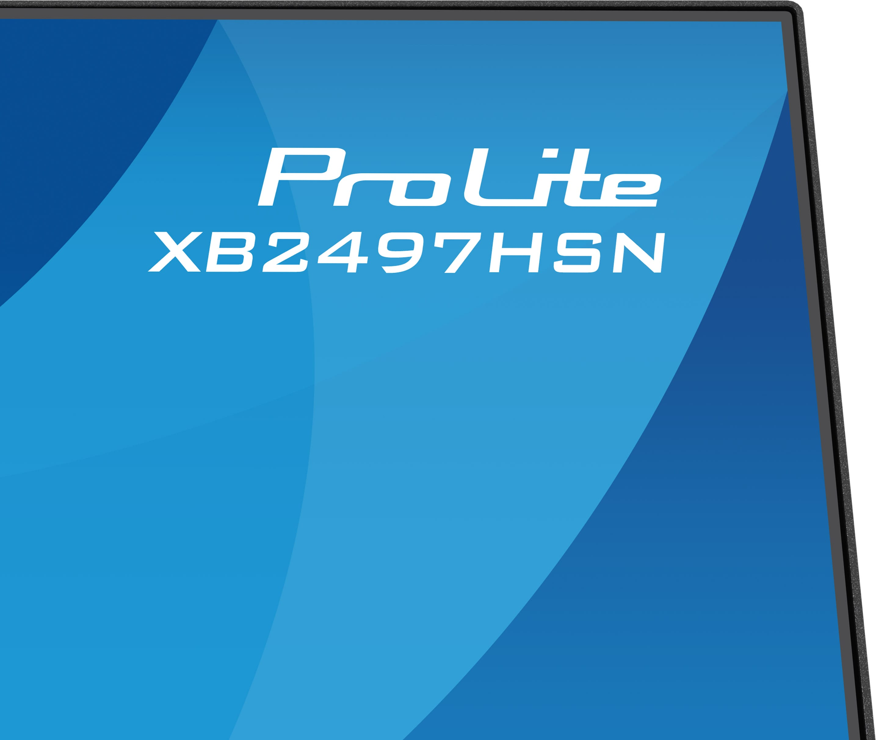 Niebieski ekran z białym tekstem "ProLite XB2497HSN".