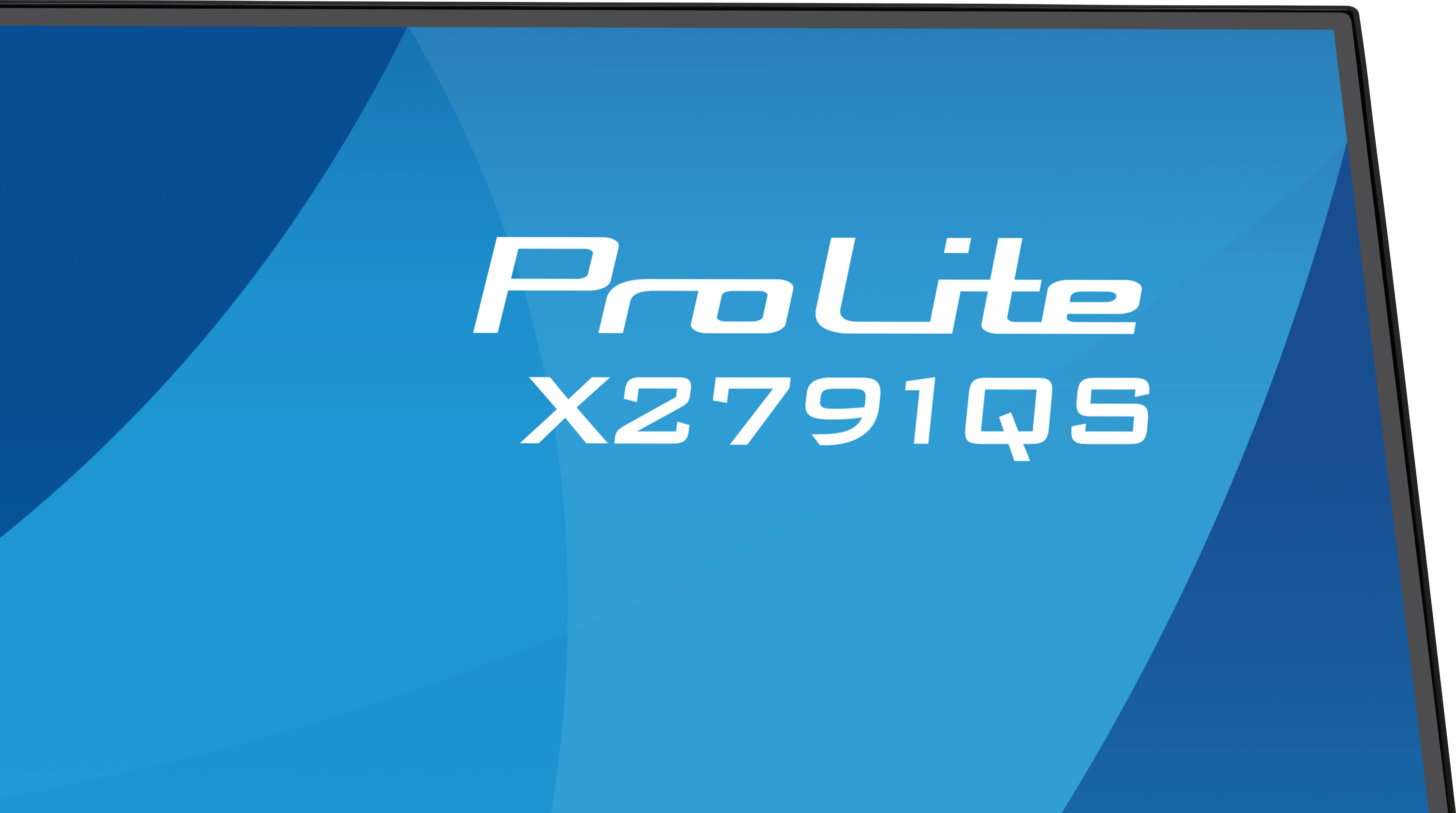 Niebieski ekran z białym napisem 'ProLite X2791QS'.