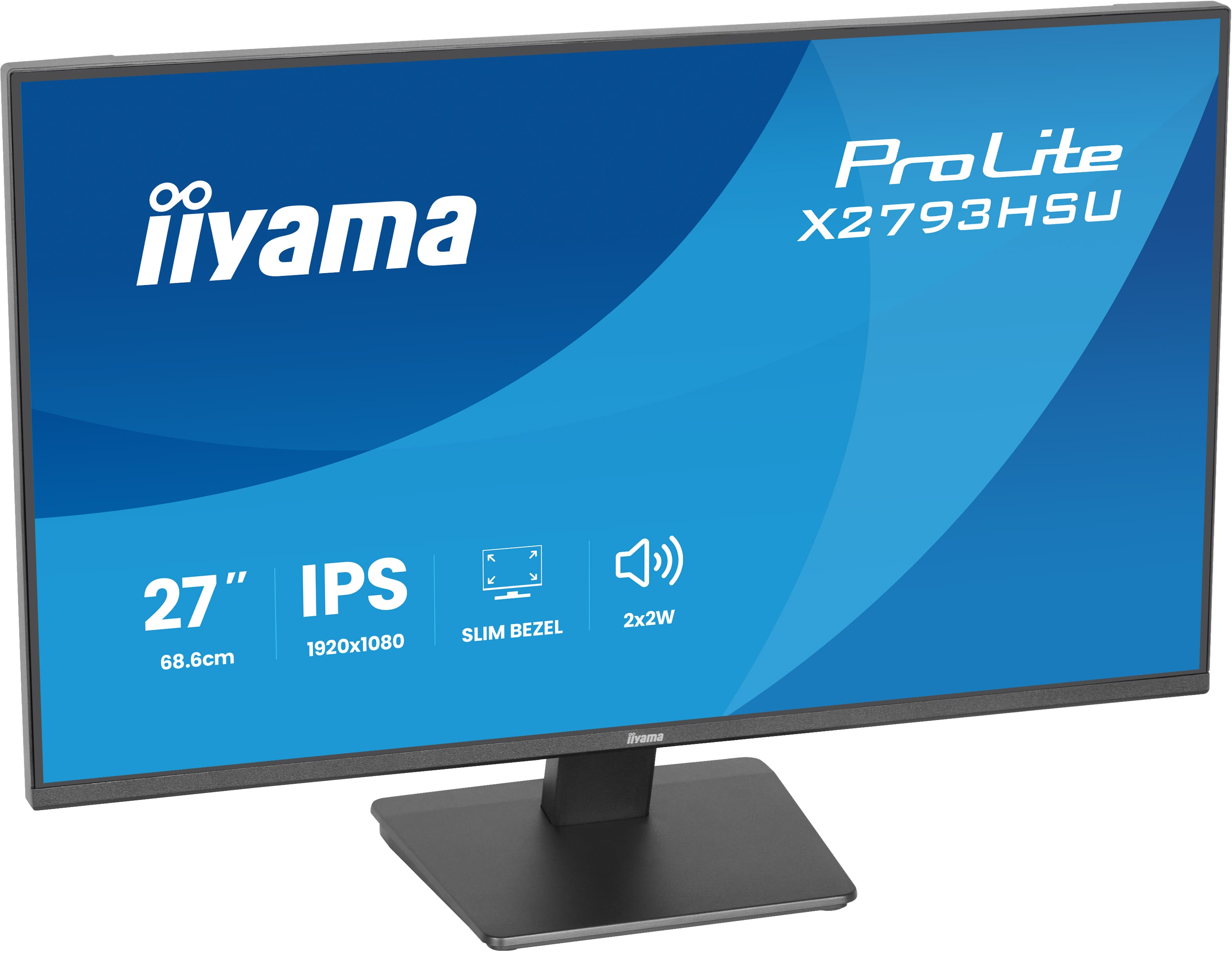 Ein 27-Zoll-IPS-Monitor von Iiyama mit 1920x1080 Auflösung und schmalem Rahmen.