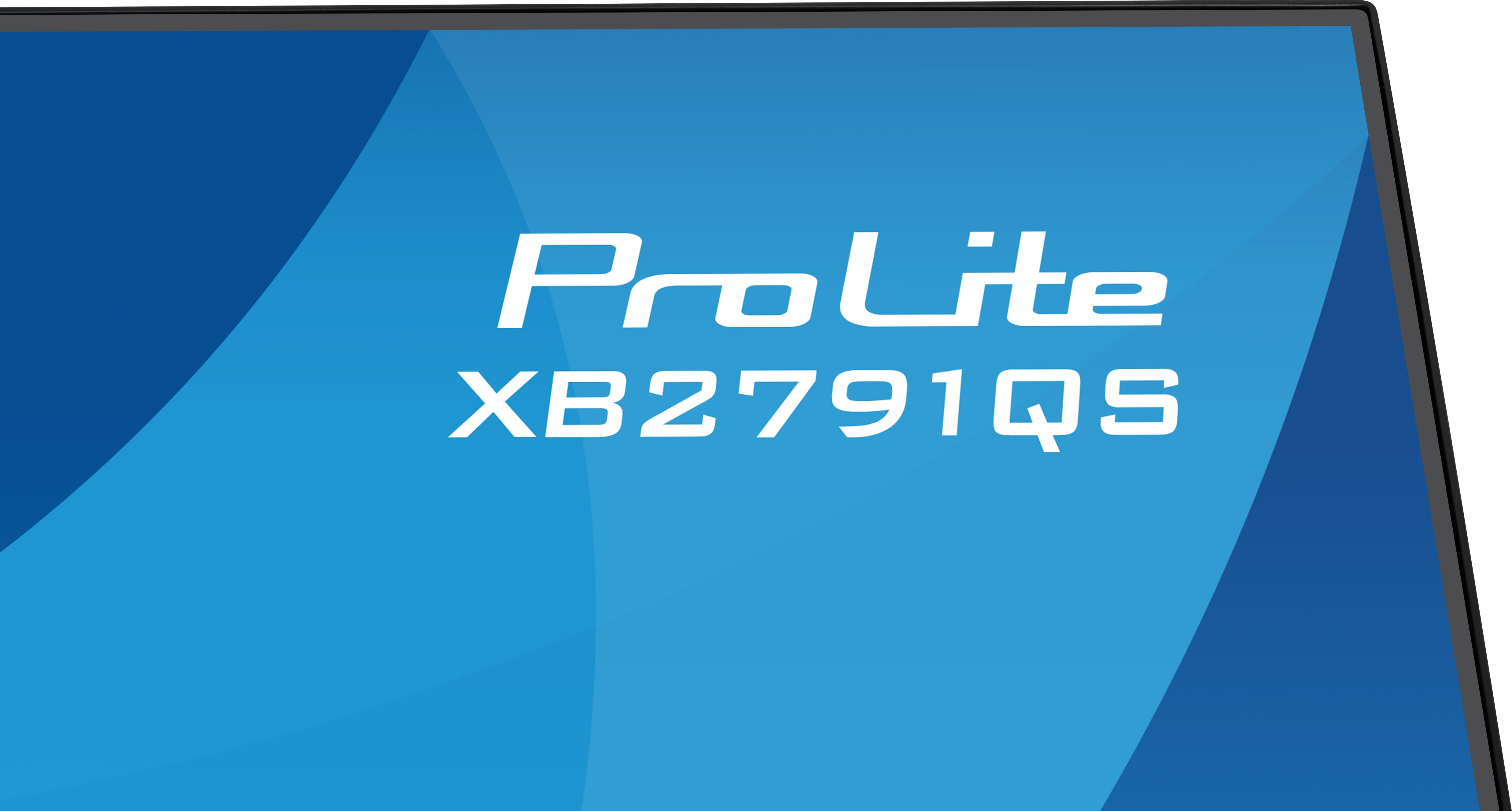 Napis ProLite XB2791QS na niebieskim tle.