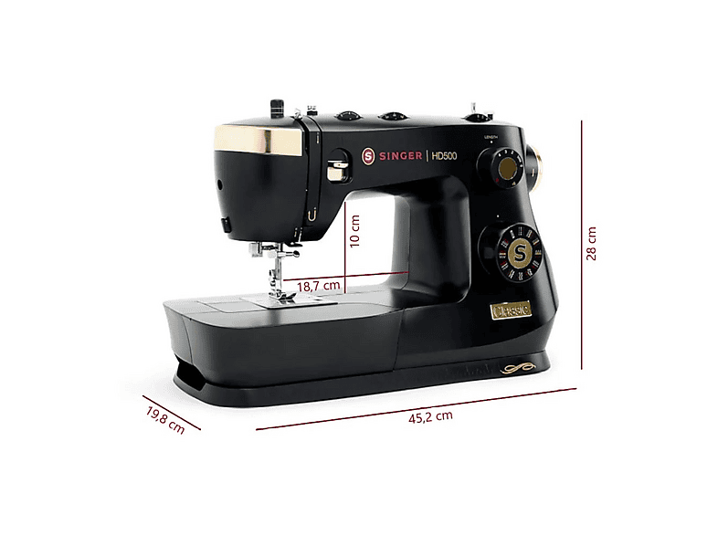 Singer HD 500 Nähmaschine (32-Stiche, Freiarmnähen, Schwarz) — Foto 2 von 5