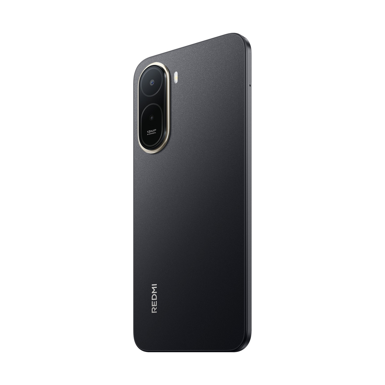 Retro di uno smartphone scuro con due fotocamere e logo Redmi.