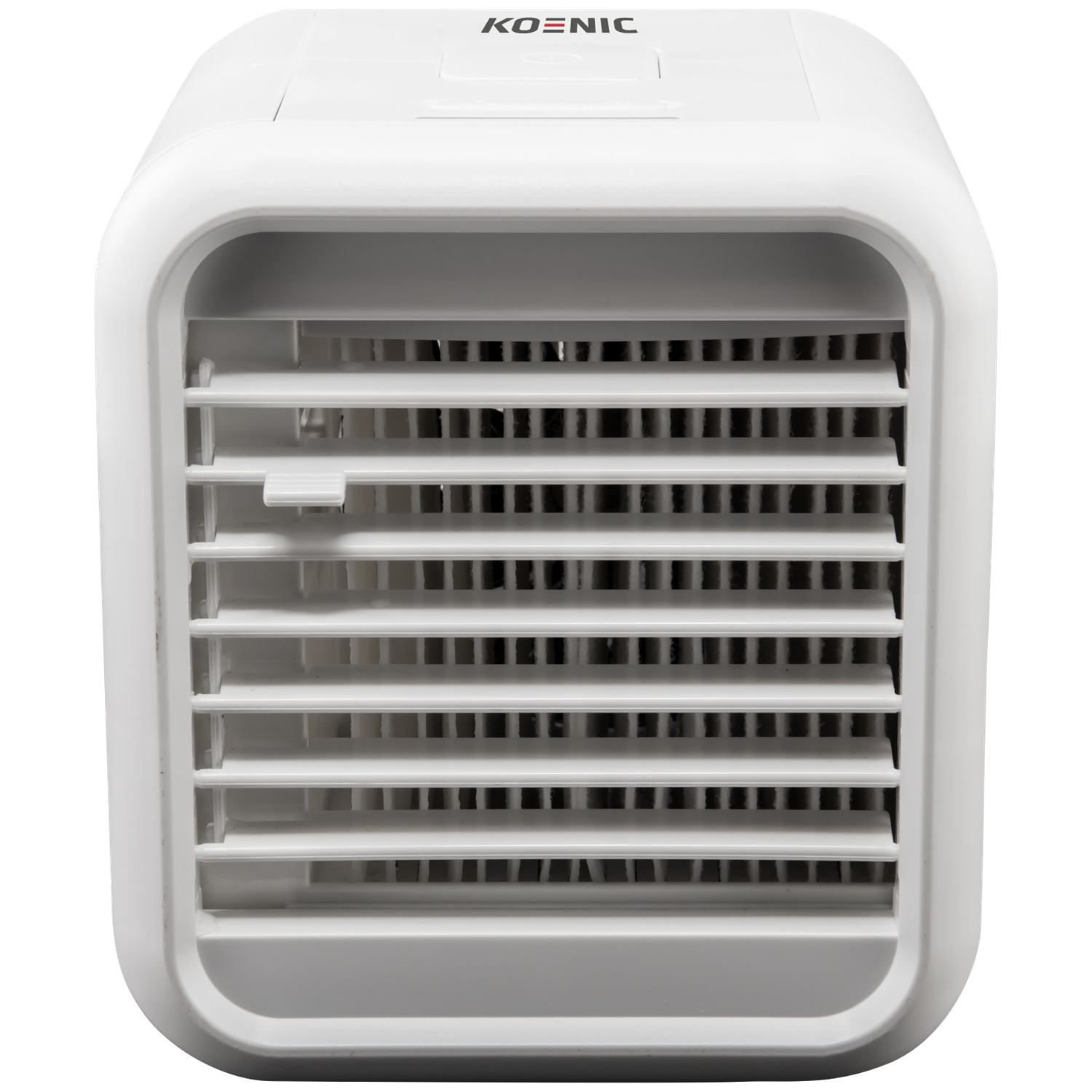 Un refroidisseur d'air portable blanc avec des aérations et le logo KOENIC.