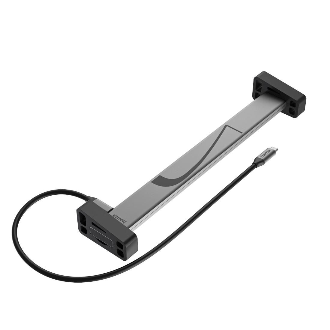 Ein silbernes Hama-Gerät mit schwarzem Kabel auf weißem Hintergrund.