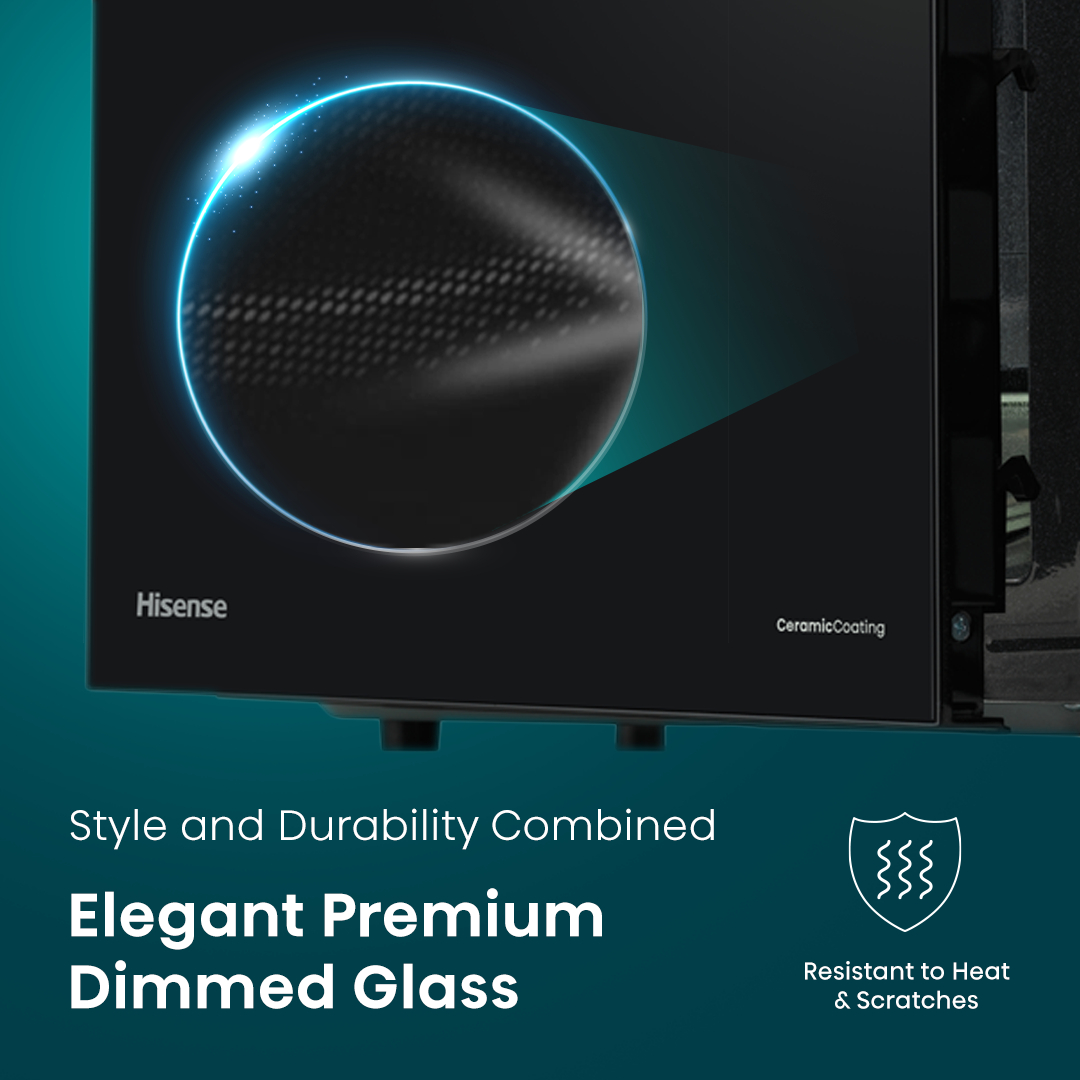 Hisense-Gerät mit elegantem, gedimmtem Glas und Keramikbeschichtung.