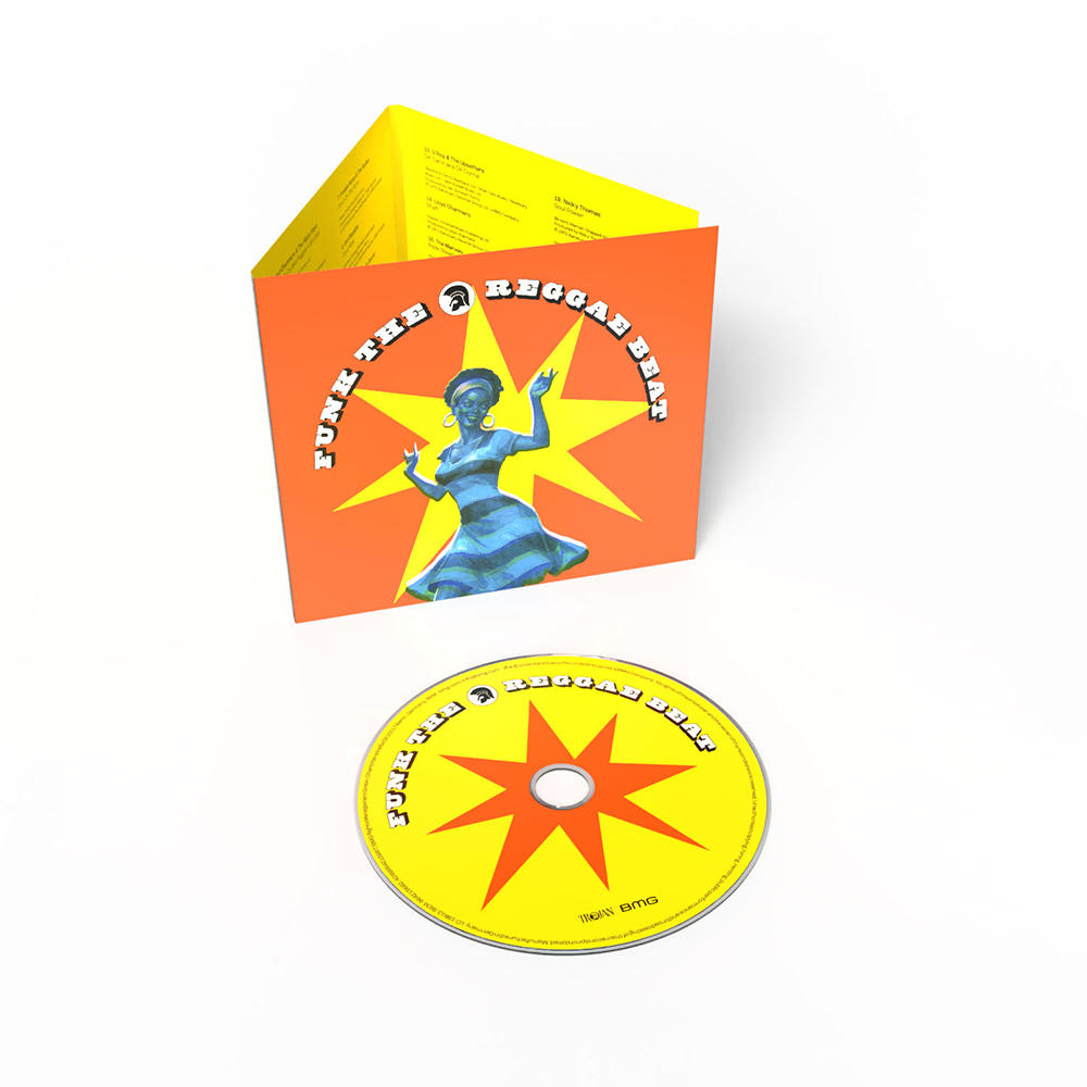 CD-Cover und CD mit tanzender Figur und "Funk the Reggae Beat" Titel.