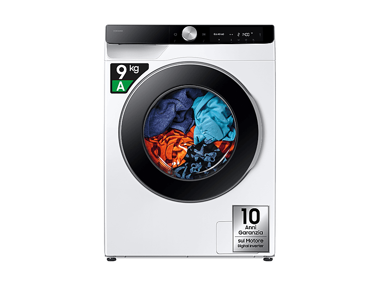 SAMSUNG WW90DG6U85LKU3 LAVATRICE, Caricamento frontale, 9 kg, 26 programmi, Profondità 55 cm, Giri 1400 rpm, BIANCO, livello rumorosità centrifuga 72 dB(A), Classe A